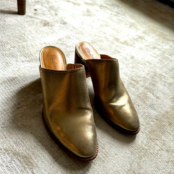 Gold Madewell mules with 3in heel - Picture 2 of 5